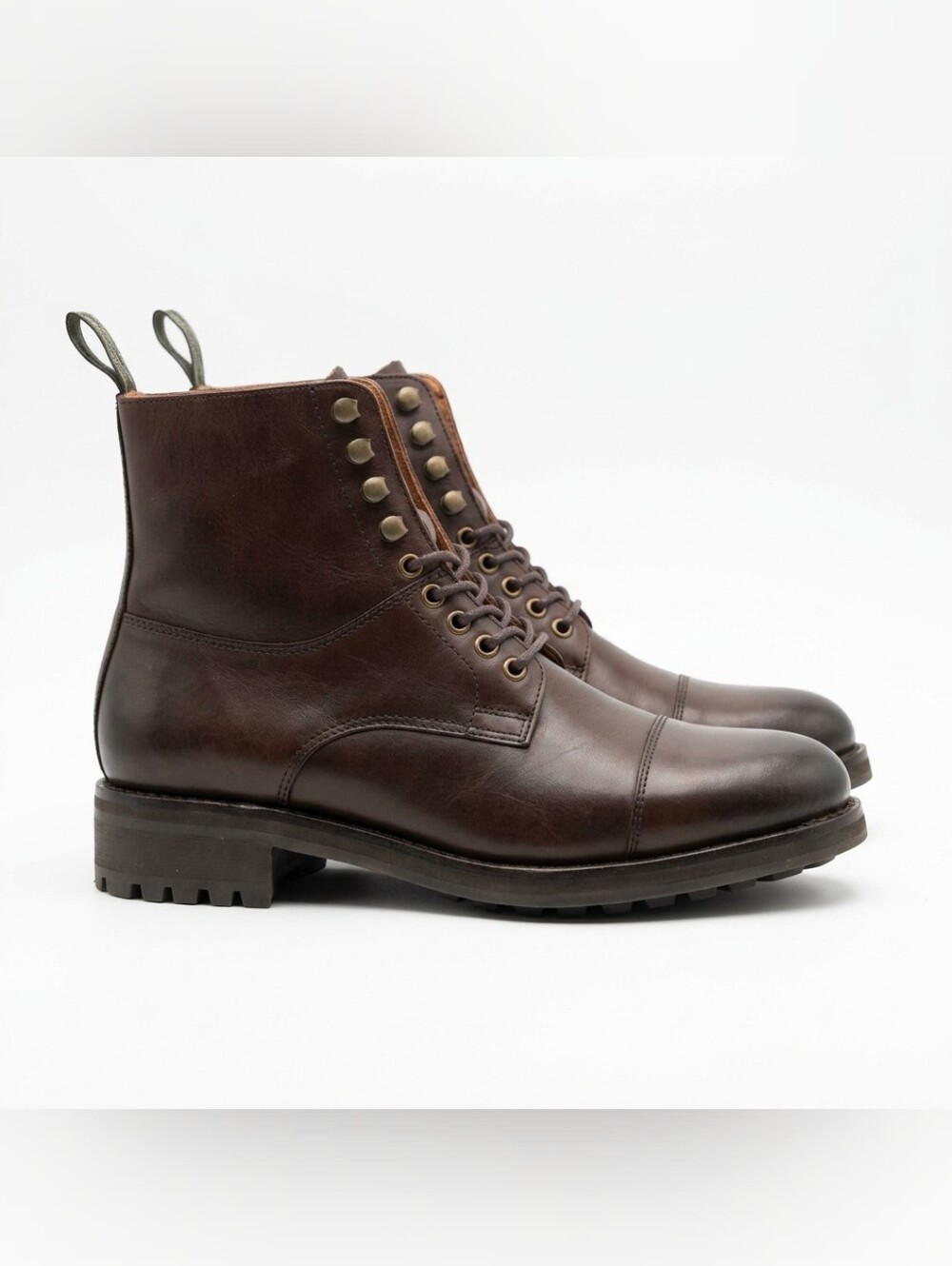 POLO RALPH LAUREN BRYSON LEATHER MEN COMBAT BOOTS BROWN Size 8 New